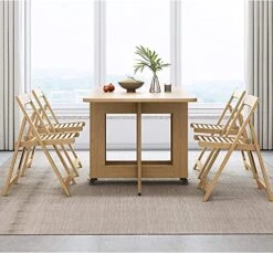 GENERIC Juan Folding Dining Table Set, Wooden Extendable Dining Table With 4 Chairs, Drop Leaf Table For Kitchen Dining Room Living Room Restaurant-1.4m 11 GENERIC Juan Folding Dining Table Set, Wooden Extendable Dining Table With 4 Chairs, Drop Leaf Table For Kitchen Dining Room Living Room Restaurant-1.4m -Best Furniture Store 514IDFaB7zL