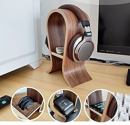 Headphones Hanger Headset Holder Wooden Headphone Stand For Office Desk Gaming Headphone Display Holder Hanger Walnut With Cellphone Holder Headphone Stand For Desk ( Color : 15*12*25cm ) ( Color : 15 2 Headphones Hanger Headset Holder Wooden Headphone Stand For Office Desk Gaming Headphone Display Holder Hanger Walnut With Cellphone Holder Headphone Stand For Desk ( Color : 15*12*25cm ) ( Color : 15 - Image 2