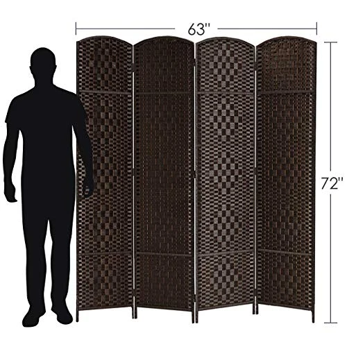 Room Divider 5.6Ft.Tall 16" Privacy Screen Room Dividers And Folding Privacy Screens, Partition & Wall Divider, Space Separate Screen Panel Freestanding Room Divider Wall-4 Panel, Dark Coffee 2 Room Divider 5.6Ft.Tall 16" Privacy Screen Room Dividers And Folding Privacy Screens, Partition & Wall Divider, Space Separate Screen Panel Freestanding Room Divider Wall-4 Panel, Dark Coffee - Image 2