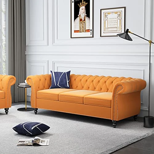 QHITTY 2 Piece Living Room Set, Sectional Chesterfield Sofa Chair Contemporary Upholstered Velvet Loveseat Couch Sets For Living Room, Bedroom, Office 3 QHITTY 2 Piece Living Room Set, Sectional Chesterfield Sofa Chair Contemporary Upholstered Velvet Loveseat Couch Sets For Living Room, Bedroom, Office - Image 3
