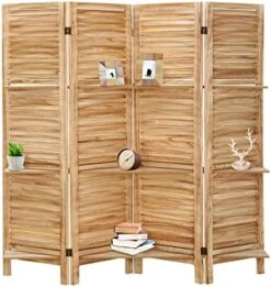 4 Panel Room Divider With Shelves 5.6ft.Tall Folding Privacy Screen Panels, Room Divider Wall, Divider For Room Separation, Room Divider Shelves,Place Small Items, Effectively Block Sight(White) -Best Furniture Store 514qZCNZExL. AC