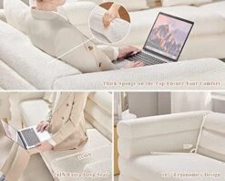 AMERLIFE Sofa, 2 Piece Sofa Set, Loveseat Set- Oversize Sofa Couch, Comfy Sofa For Living Room- Bouclé Deep Seat Sofa, White Sofa -Best Furniture Store 5151sTrNpbL