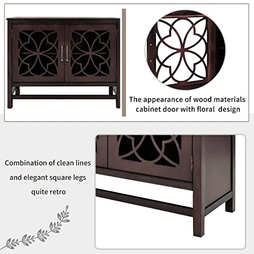 P PURLOVE Accent Storage Cabinet With Adjustable Shelf, French Style Wood Sideboard And Buffet Cabinet Table With Storage For/Kitchen/Dining Room/Living Room/Entryway 5 P PURLOVE Accent Storage Cabinet With Adjustable Shelf, French Style Wood Sideboard And Buffet Cabinet Table With Storage For/Kitchen/Dining Room/Living Room/Entryway - Image 5