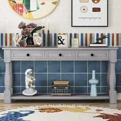 P PURLOVE 64" Long Console Table With 3 Drawers Long Sofa Table With Wide And Extra Thick Tabletop And Bottom Shlef For Entryway Hallway -Best Furniture Store 515eNeKO1oL. AC