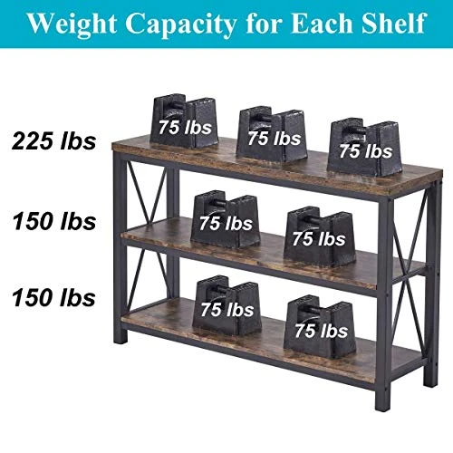 BON AUGURE Industrial Sofa Console Table For Entryway, 3 Tier Foyer Table For Hallway, Rustic Hall Tables Behind Couch (47 Inch, Rustic Brown) 3 BON AUGURE Industrial Sofa Console Table For Entryway, 3 Tier Foyer Table For Hallway, Rustic Hall Tables Behind Couch (47 Inch, Rustic Brown) - Image 3