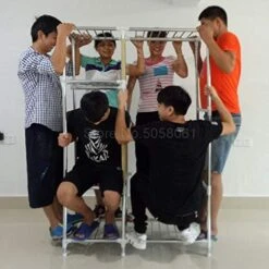 N/A Simple Wardrobe Reinforced Thicken Cloth Sturdy Steel Frame Assembly Oxford Locker Hanging Wardrobe -Best Furniture Store 5164OZbbuZL