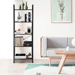 GENERIC 5 Tiers Industrial Ladder Shelf, Vintage Bookshelf, Storage Rack Shelf For Office, Bathroom, Living Room,Industrial Bookshelves With Metal Frame