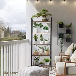 Babion Ladder Bookshelf, 5-Tier Bookcase Shelf, Tall Bookcase Storage Organizer,Ladder Shelf With Metal Frame Stands, Industrial Book Shelf,for Living Room,Office, Kitchen -Best Furniture Store 516NvGFCiZL