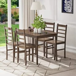 Giantex 43 Inch Rectangular Dining Table, Mid Century Modern Kitchen Table, Vintage Coffee Table W/Tabletop & Solid Wood Legs, Wood Farmhouse Table, Walnut -Best Furniture Store 516OiOrouVL