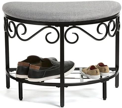 Heather Gray Shoe Bench - Vanity Seat For Makeup Room, Dressing Stool, Entryway Bench - Powder Coated, Upholstered, Space Saving 9 Heather Gray Shoe Bench - Vanity Seat For Makeup Room, Dressing Stool, Entryway Bench - Powder Coated, Upholstered, Space Saving - Image 9