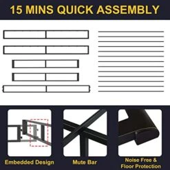 6 Inch Queen Bed Frame With Round Corner Edges, Low Profile Queen Metal Platform Bed Frame With Steel Slat Support, No Box Spring Needed/Easy Assembly/Noise Free Mattress Foundation -Best Furniture Store 516baOYxdeL