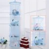 Pomeat Hanging Mesh Space Saver Bags Organizer 4 Compartments, Mesh Hanging Storage Organizer Toy Storage Space Saver Bags For Kid Room, Blue