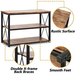 Usinso 47‘'TV Stand Console Sofa Table & Industrial Console Table 3-Tier Rustic Console Entryway/Hallway Table For Living Room, Open Bookshelf In Bedroom Entryway,Brown Oak 9 Usinso 47‘'TV Stand Console Sofa Table & Industrial Console Table 3-Tier Rustic Console Entryway/Hallway Table For Living Room, Open Bookshelf In Bedroom Entryway,Brown Oak -Best Furniture Store 516gB588QSL