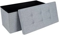 SONGMICS 43 Inches Folding Storage Ottoman Bench, Storage Chest, Foot Rest Stool, Bedroom Bench With Storage, Holds Up To 660 Lb, Dark Gray ULSF77K -Best Furniture Store 516owmBfo6L. AC