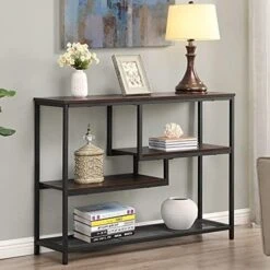 FIVEGIVEN Narrow Console Table For Entryway Hallway Table With Storage Shelves For Living Room Espresso Industrial -Best Furniture Store 5174r73eTL. AC