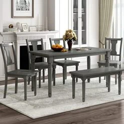 GLANZEND Multipurpose Set With 3 Upholstered Stools, Easy To Assemble, Table Weight Capacity 350 LBS, For Living, Guest Room, Home Bar, Kitchen, Gray -Best Furniture Store 517BRvhOZaL. AC