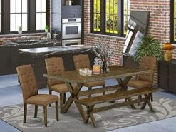 East West Furniture Dining Room Table Set, X777EL718-5 -Best Furniture Store 517dsPOVg9L. AC