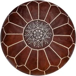 Premium Moroccan Leather Pouf - Handmade - Delivered Stuffed - Ottoman, Footstool, Floor Cushion (Cognac Brown) -Best Furniture Store 517lOKqHOaL. AC