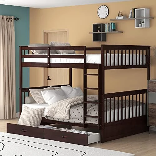 UBGO Triple Twin Bunk Bed, Can Be Separated Into 3 Twin Beds Metal Full Bunk Bed With Two-Side Stairs And Shelf,Metal Loft Bed For Adult Kids Student Dormitory Bedroom Furniture Set, Black 9 UBGO Triple Twin Bunk Bed, Can Be Separated Into 3 Twin Beds Metal Full Bunk Bed With Two-Side Stairs And Shelf,Metal Loft Bed For Adult Kids Student Dormitory Bedroom Furniture Set, Black - Image 9
