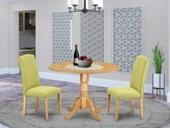 East West Furniture DLEN5-BLK-20 5Pc Round 42" Kitchen Table With Two 9-Inch Drop Leaves And Four Parson Chair With Black Leg And Linen Fabric Dark Gotham Grey, 5 19 East West Furniture DLEN5-BLK-20 5Pc Round 42" Kitchen Table With Two 9-Inch Drop Leaves And Four Parson Chair With Black Leg And Linen Fabric Dark Gotham Grey, 5 -Best Furniture Store 517rv oLA3L. AC