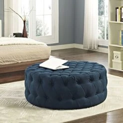 Modway Amour Fabric Upholstered Button-Tufted Round Ottoman In Azure -Best Furniture Store 517xIXCPGjL