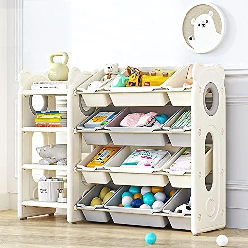 CHORBEYCH Kids Toy Organizer With 12 Storage Bins,Organizer For Kids Rooms And Toy Storage Organizer For Boys Girls (Bear, White Gray) (Organizer+Book Shelf) 7 CHORBEYCH Kids Toy Organizer With 12 Storage Bins,Organizer For Kids Rooms And Toy Storage Organizer For Boys Girls (Bear, White Gray) (Organizer+Book Shelf) - Image 7