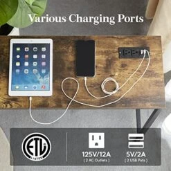 Lifewit 39.4” Console Entryway Table With 2 Power Outlets And 2 USB Ports,Industrial Narrow Sofa Table For Hallway, Living Room,Bedroom,Kitchen, Metal Frame, Rustic Brown, Easy Assembly -Best Furniture Store 51851tz7omL