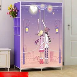 HMGGDD Simple Wardrobe Reinforced Thicken Cloth Sturdy Steel Frame Assembly Oxford Locker Hanging Wardrobe 8 HMGGDD Simple Wardrobe Reinforced Thicken Cloth Sturdy Steel Frame Assembly Oxford Locker Hanging Wardrobe -Best Furniture Store 5185l97a8BL