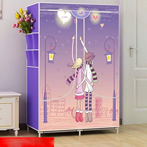 HMGGDD Simple Wardrobe Reinforced Thicken Cloth Sturdy Steel Frame Assembly Oxford Locker Hanging Wardrobe 4 HMGGDD Simple Wardrobe Reinforced Thicken Cloth Sturdy Steel Frame Assembly Oxford Locker Hanging Wardrobe - Image 4