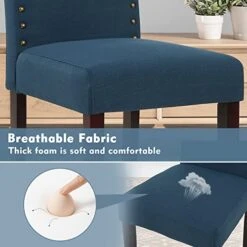 LSSPAID Dining Chairs Set Of 4, High Back Fabric Upholstered Parsons Dining Room Chairs, Nail Head Trim Dining Chair, Turquoise -Best Furniture Store 5187VoSCSnL