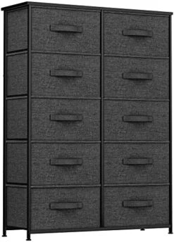 10-Drawer Dresser, Fabric Storage Tower, Tall Dresser For Bedroom, Living Room, Hallway, Closets, Sturdy Steel Frame, Wooden Top, Easy Pull Fabric Bins -Best Furniture Store 518ACS2UvCL. AC