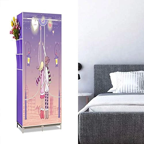 HMGGDD Simple Wardrobe Reinforced Thicken Cloth Sturdy Steel Frame Assembly Oxford Locker Hanging Wardrobe 5 HMGGDD Simple Wardrobe Reinforced Thicken Cloth Sturdy Steel Frame Assembly Oxford Locker Hanging Wardrobe - Image 5