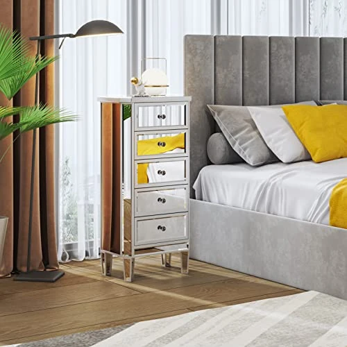 Mirrored Dresser 5 Drawers Modern Chest For Bedroom, Dressing Room, Living Room 1 Mirrored Dresser 5 Drawers Modern Chest For Bedroom, Dressing Room, Living Room