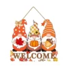 MatureGirl Dwarf Autumn Hanging Sign Day Fall Welcome Doorplate Decorative Wooden Hanging Sign Christmas Hanging Baskets For Front Porches (Pink, One Size)