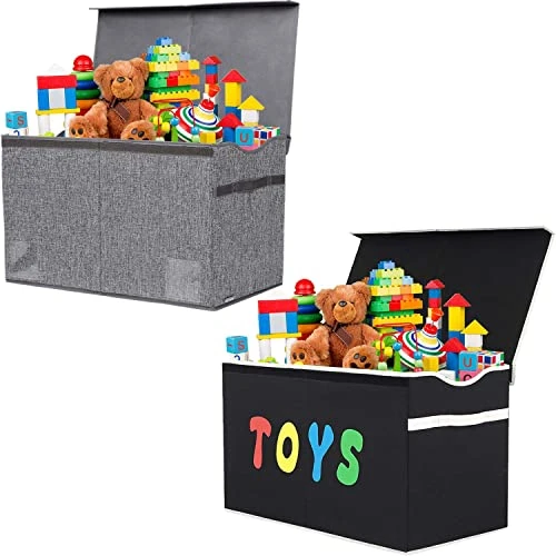 YOLOXO 2 Pack Toy Box Chest, Collapsible Sturdy Storage Bins With Lids, Extra Large Kids Toy Storage Organizer Boxes Bins Baskets 1 YOLOXO 2 Pack Toy Box Chest, Collapsible Sturdy Storage Bins With Lids, Extra Large Kids Toy Storage Organizer Boxes Bins Baskets
