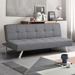 JAHH Convertible Futon Grey Linen Fabric Sofa Bed Adjustable Sleeper With Stainless Steel Legs 8 JAHH Convertible Futon Grey Linen Fabric Sofa Bed Adjustable Sleeper With Stainless Steel Legs -Best Furniture Store 518lpJwYEkL