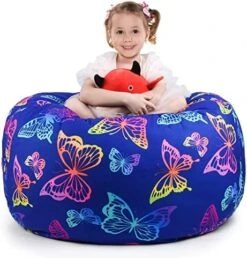 KABOER Bean Bag Cover For Kids,200L Stuffed Animal Storage Bean Bag Chair Cover |Stuffable Zipper Beanbag For Organizing Children Soft Plush Toys (32x29inch) -Best Furniture Store 518mjNcL0VL. AC
