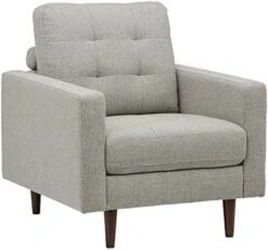 Amazon Brand – Rivet Cove Mid-Century Modern Tufted Leather Accent Chair, 32.7"W, Caramel -Best Furniture Store 518oli7M7aL. AC