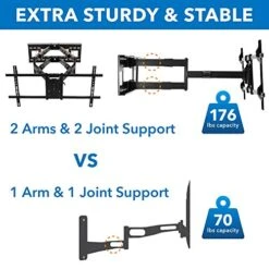 Mount-It! Long Extension TV Mount, Dual Arm Full Motion Wall Bracket With 36 Inch Extended Articulating Arm, Fits Screen Sizes 50 55 60 65 70 75 80 85 90 Inch, VESA 800x400mm Compatible, 176 Lb -Best Furniture Store 518tFJqFdSL