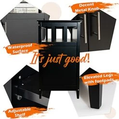 LOKO Buffet Cabinet With Storage, Freestanding Kitchen Cabinet With Adjustable Shelf, Storage Sideboard Console Table, 45 X 20 X 36 Inches (Black) -Best Furniture Store 518tXdmva5L