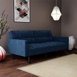 DHP Hayden Convertible Sofa Sleeper Futon With Arms - Blue Microfiber -Best Furniture Store 518vSp8eXzL