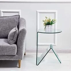 Glass End Side Table For Living Room Nightstand Bedside Table Small Coffee Table(19.7" X15.7x17.7) (20x16x18) -Best Furniture Store 518w4vqEtfL. AC