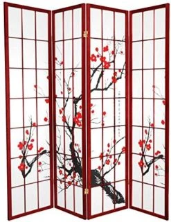 Al Furniture 6 Ft. Tall Flower Blossom Divider - Black - 6 Panels