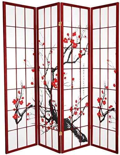 Al Furniture 6 Ft. Tall Flower Blossom Divider - Black - 6 Panels 1 Al Furniture 6 Ft. Tall Flower Blossom Divider - Black - 6 Panels