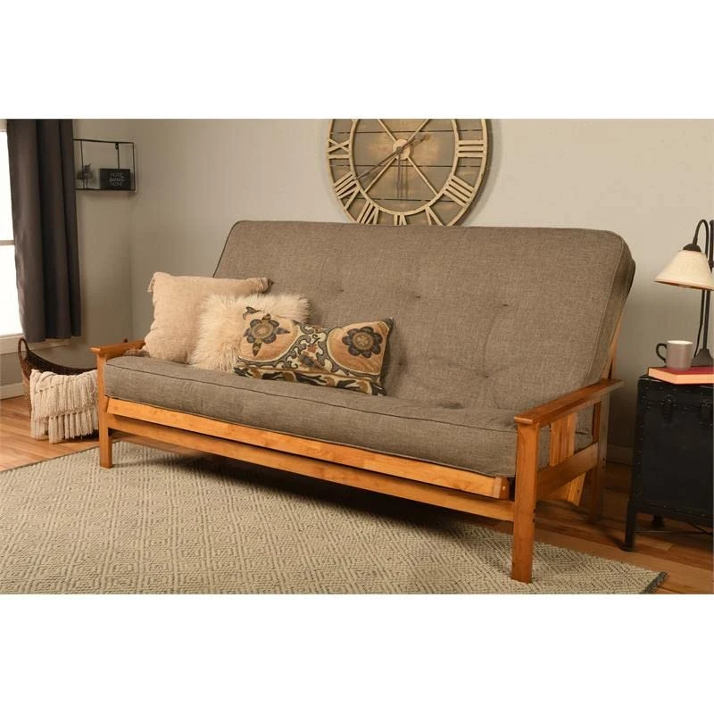 Kodiak Furniture Monterey Queen-Size Butternut Wood Futon-Linen Stone Mattress 2 Kodiak Furniture Monterey Queen-Size Butternut Wood Futon-Linen Stone Mattress - Image 2