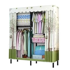 N/A Simple Wardrobe Assembly Nonwoven Dustproof Proof Bedroom Storage Organizer Zipper Clothing Closet For Home Furniture