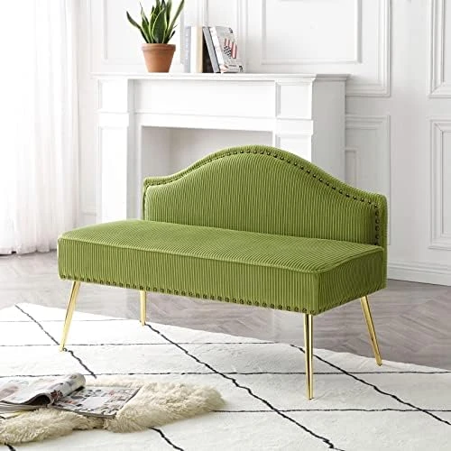 Homtique Velvet Loveseat & Accent Chair 3 Piece Set, Modern Upholstered Living Room Furniture Set, Armless Loveseat Settee With Gold Metal Legs, For Small Space, Bedroom, Apartment, Orange 8 Homtique Velvet Loveseat & Accent Chair 3 Piece Set, Modern Upholstered Living Room Furniture Set, Armless Loveseat Settee With Gold Metal Legs, For Small Space, Bedroom, Apartment, Orange - Image 8