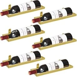 YALINKA Metal Wall Mounted Wine Racks, Hanging Wine Bottle Display Organizer Holder With Screws, Beverages Liquor Bottles Storage Shelf For Home Kitchen Bar Decor (Black 9) -Best Furniture Store 519irO9ExcL. AC