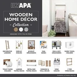 Ilyapa Blanket Ladder For The Living Room - Rustic Decorative Quilt Ladder, White Weathered Wood -Best Furniture Store 519pNvsLpwL