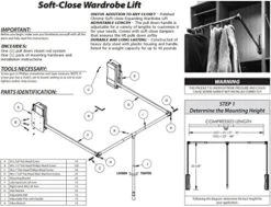 45 LB Weight Capacity Soft-Close Heavy-Duty Steel Closet Side-Mounted Wardrobe Lift With Adjustable Width 33" - 48" (Black) -Best Furniture Store 519sWn6lilL